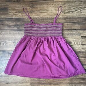 Y2K Womens Purple Babydoll Top Cotton Elastic Summer Beach Preppy XL
